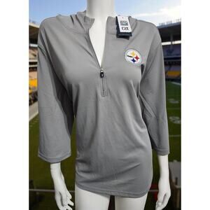 Hoodie Gray Women "Pittsburgh Steelers" Cutter & Buck Half Zip Pullover Jacket
